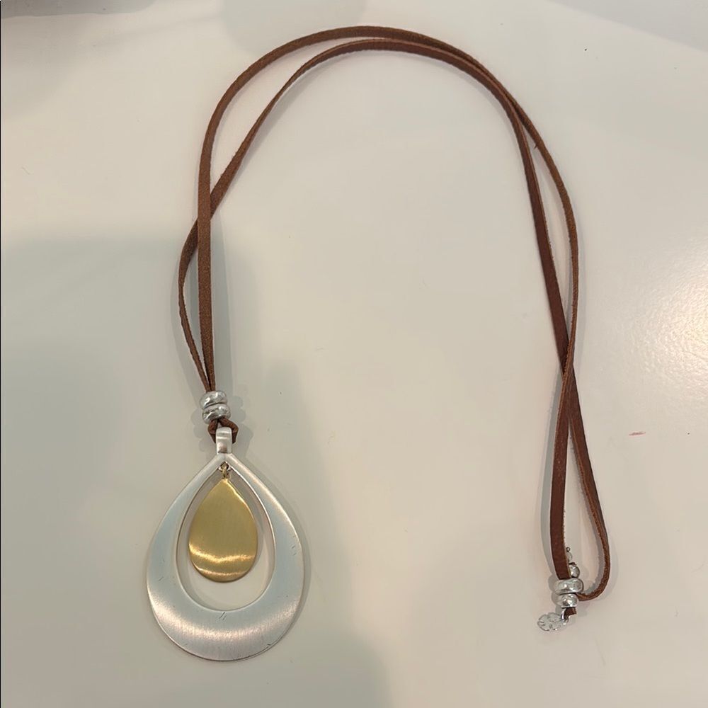 Lucky Brand Silver and Gold Layered Pendant Necklace - Picture 2 of 5